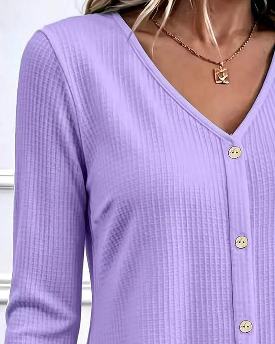 T-Shirt Długi Rękaw Wafel Patchwork