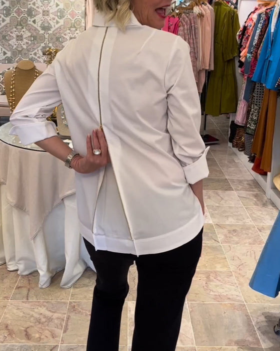 Bluzka w jednolitym kolorze zapinana na zamek