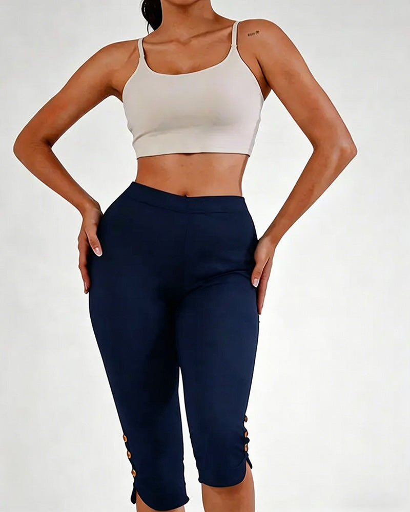 Legginsy Jednokolorowe Slim-Fit Skrócone