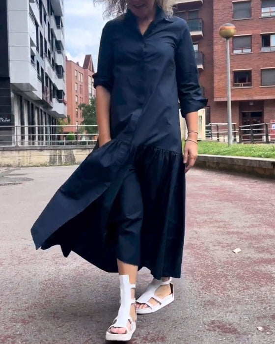 Sukienka w jednolitym kolorze z długim rękawem