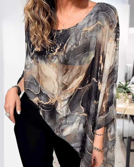 Bluza Rękaw Nietoperza Tie-Dye Luźny
