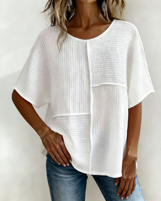 Top Pionowy Teksturowany Patchwork Luźny