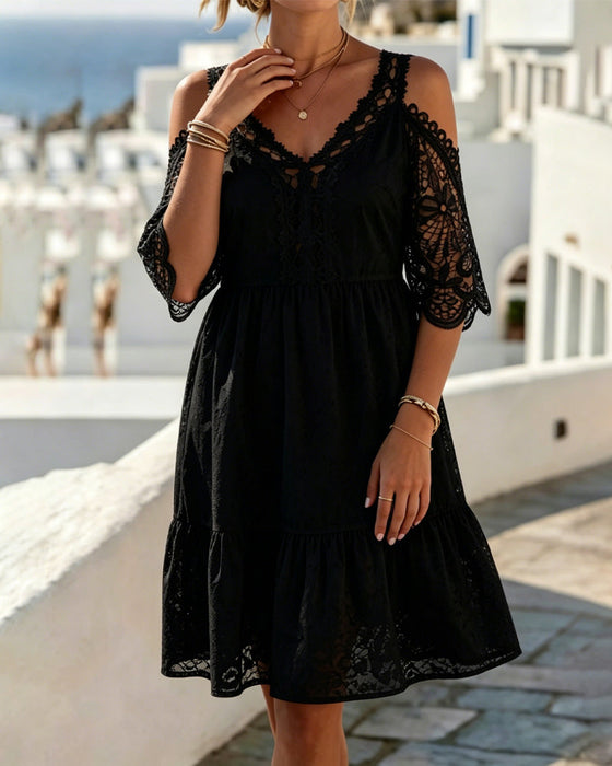 Sukienki Koronka Off-Shoulder Warstwowy Krótki