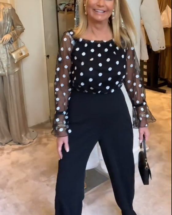 Bluzka Casual Przezroczysta W Kropki
