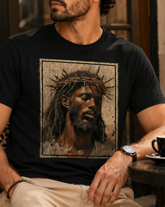 T-Shirt Męski Vintage Czarny Nadruk