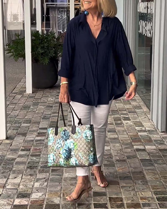 Luźna bluzka w jednolitym kolorze