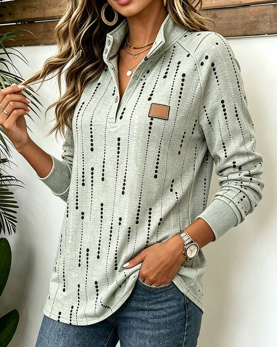 Bluza Stójka W Kropki Długi Rękaw