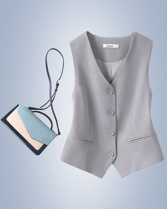 Damska kamizelka garniturowa w jednolitym kolorze