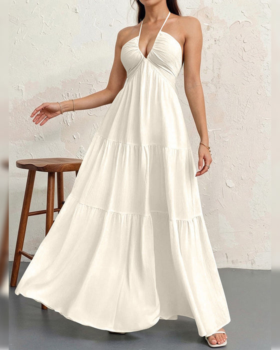 Sukienka Moda Gładki Halter