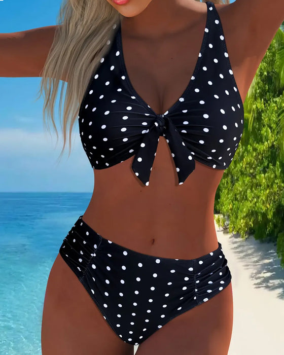 Bikini Wakacyjny W Kropki Z Sznurówką
