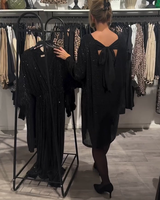 Sukienka Elegancka Z Odkrytymi Plecami I Cekinami