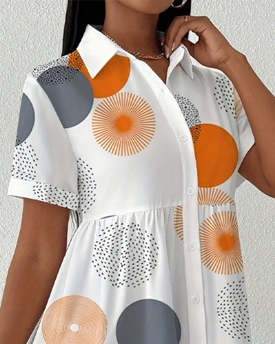 Sukienka Polka Dot Nadruk Koszula
