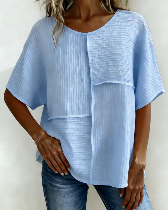 Top Pionowy Teksturowany Patchwork Luźny