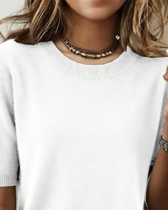 Sweter Okrągły Dekolt Dzianinowy