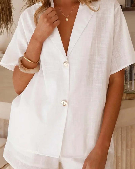 Zestaw V-Neck Guzikowany Casual