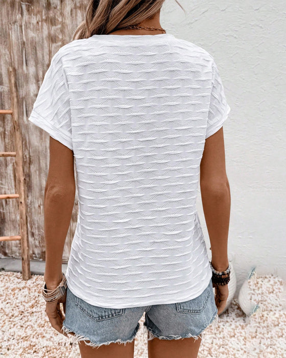 T-Shirt Z Dekoltem W Serek Uniwersalny Jednokolorowy