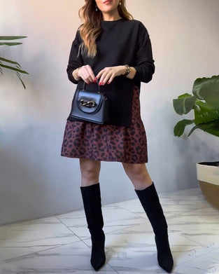 Patchworkowa sukienka w panterkę na co dzień