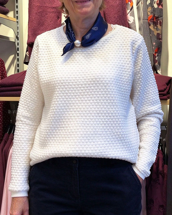 Bluza Okrągły Dekolt Pullover Jednokolorowy