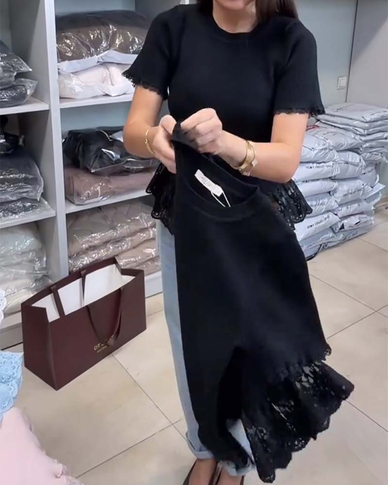 Top Jednokolorowy Patchwork Prążkowany