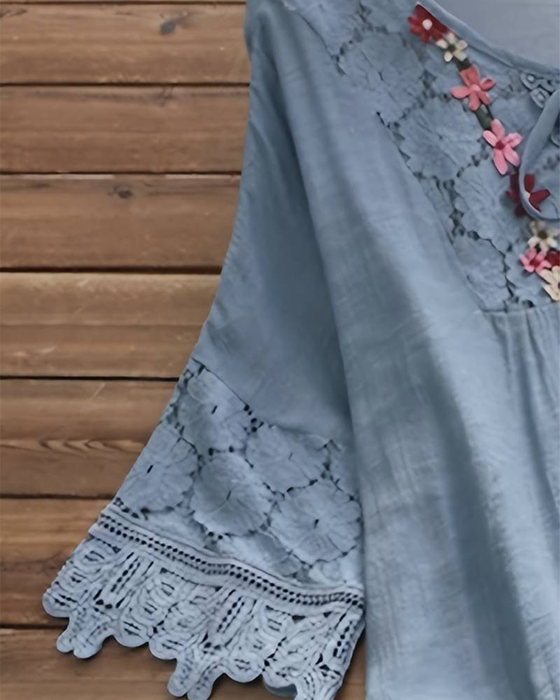 Koronkowa bluzka w jednolitym kolorze