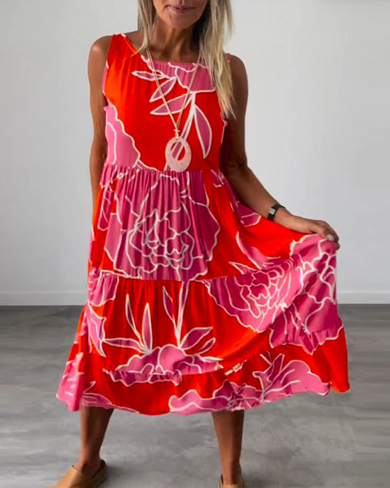 Damska sukienka z patchworkowym nadrukiem