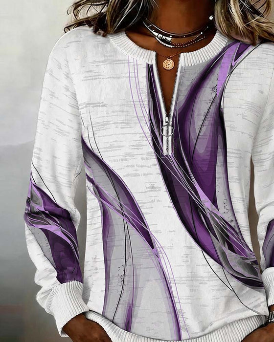 Hoodie Zamek Błyskawiczny Pullover Kontrast Luźny