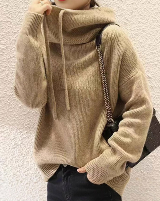Sweter Cowl Kołnierz Długi Rękaw