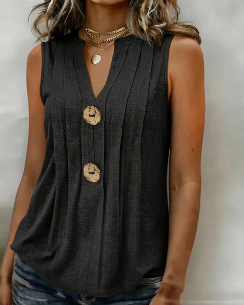 Top Na Ramiączkach Z Dekoltem W Szyję Plisowany Bez Rękawów