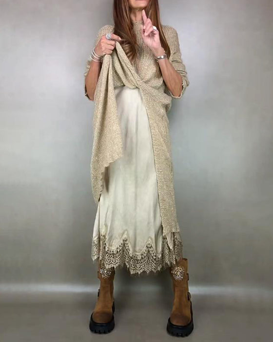 Zestaw Dwuczęściowy Z Sweterową Suknią I Suknią Cami W Dentelle