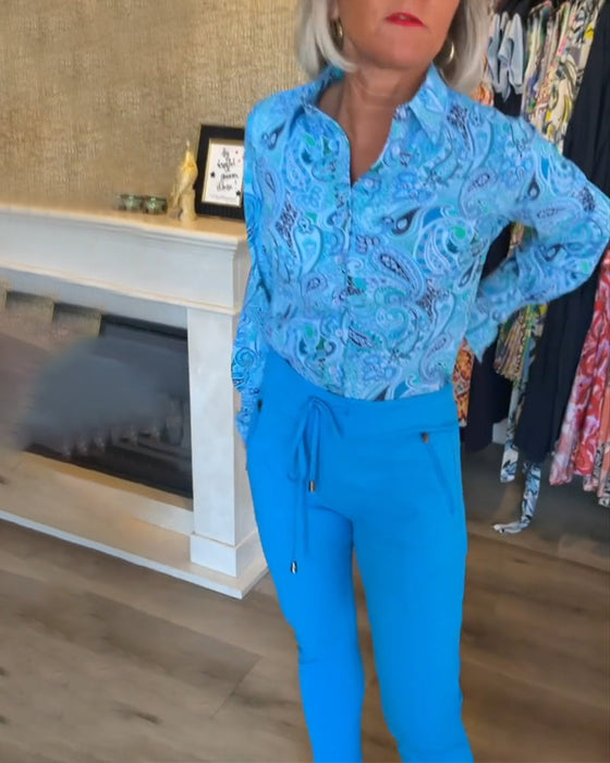 Wakacyjna koszula z długim rękawem i nadrukiem