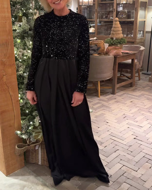 Sukienka Elegancka Cekiny Patchwork Długość Podłogi