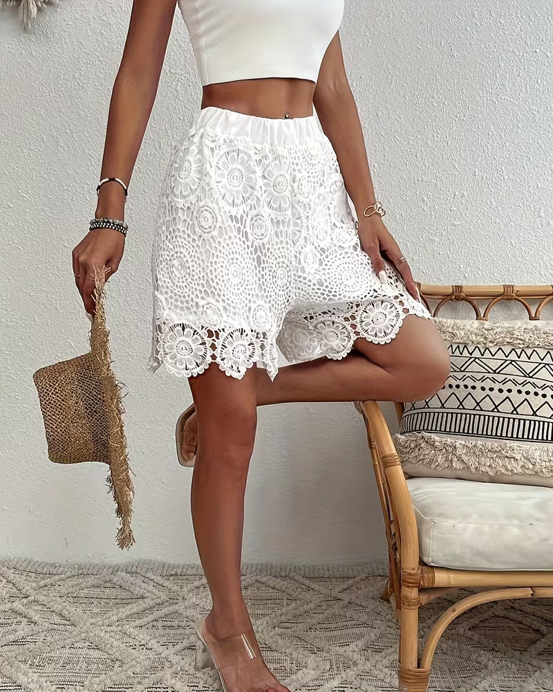 Shorts Moda Szydełkowe Jednokolorowe