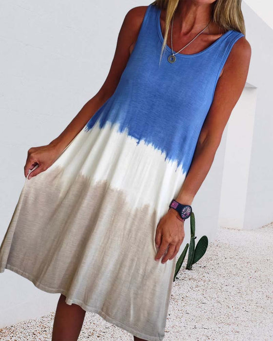 Sukienka swobodna bez rękawów tie-dye