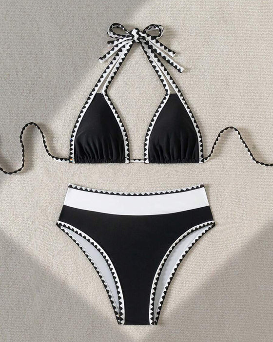 Bikini Seksowny Kontrastowy Kolor Rozdzielony Trójkąt
