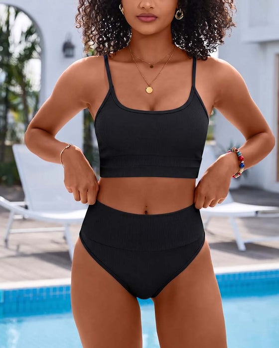 Bikini Jednolity U Szyja Wysoki Stan