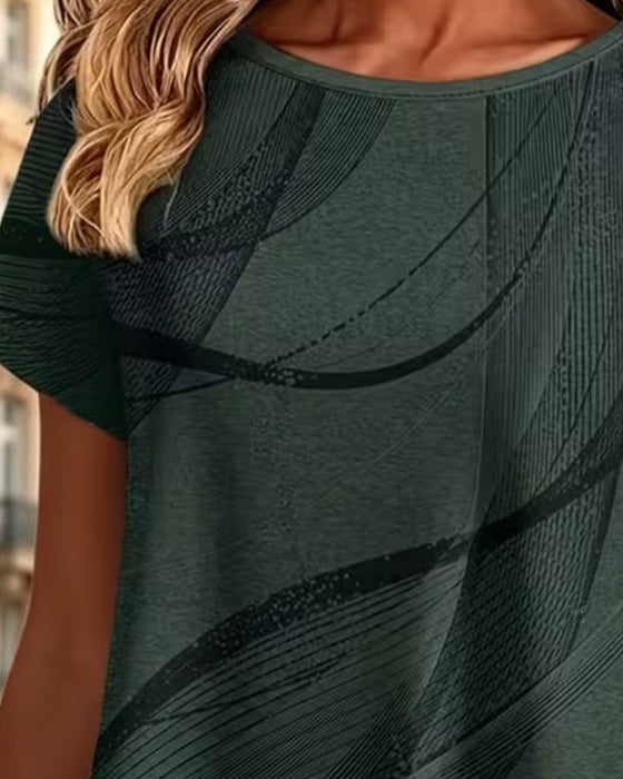 T-Shirt Krótki Rękaw Asymetryczny Brzeg