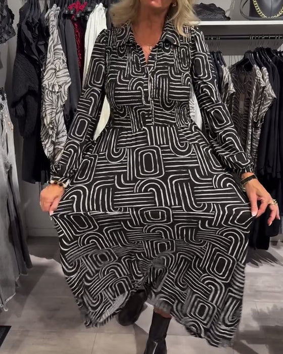 Suknia Z Projektem Kaptura Lapel I Modnymi Wzorkami Drukowanymi