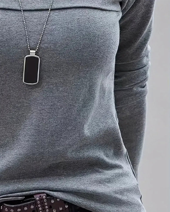 Top Slim Fit Plisowany Długi Rękaw