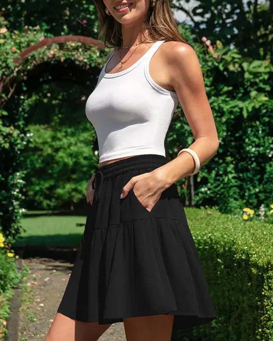 Szorty Ruffle Patchwork Wiązanie