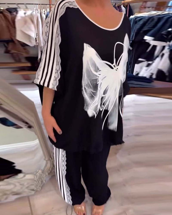 Garnitur Luźny Casual Dwuczęściowy