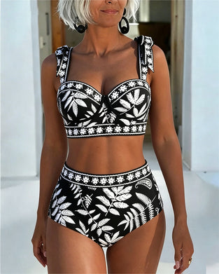 Bikini Botaniczny Nadruk Wysoki Stan