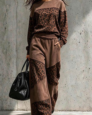 Zestaw Wzór Panterki Patchwork Bluza