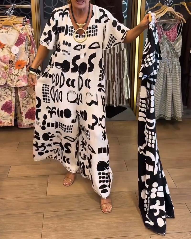 Jumpsuit Abstrakcyjny Graffiti Luźny