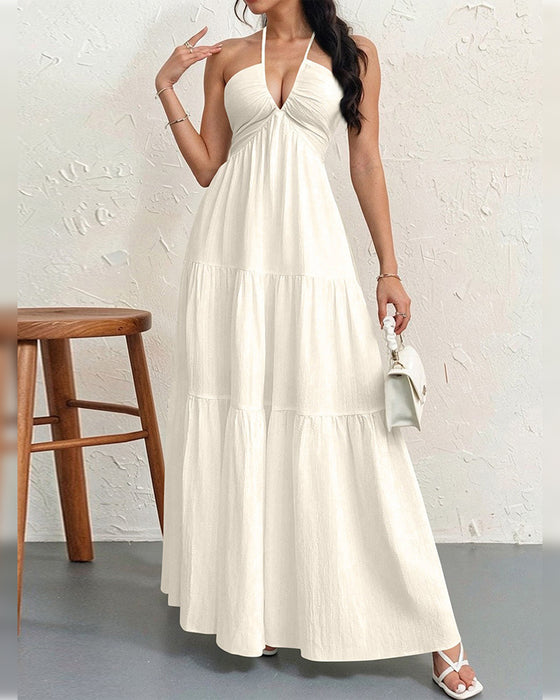 Sukienka Moda Gładki Halter