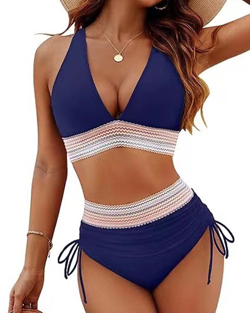 Bikini Wakacyjny Z Dekoltem V I Sznurówkami