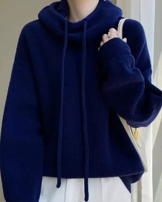 Sweter Cowl Kołnierz Długi Rękaw