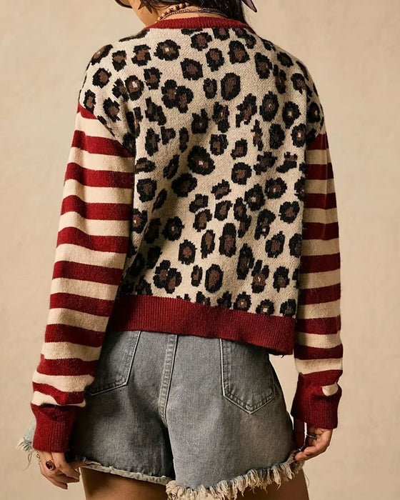 Kardigan Pasek Panterki Kolorowe Bloki Zapięcie Na Guziki