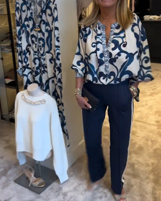 Bluzka z rękawami typu lampion w stylu retro