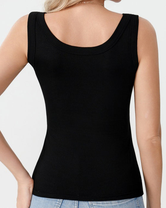 Top Cami Jednokolorowy Z Wbudowanym Biustonoszem