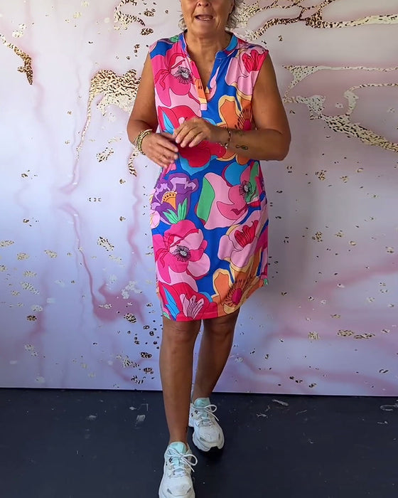 Sukienka bez rękawów w kwiatowy wzór